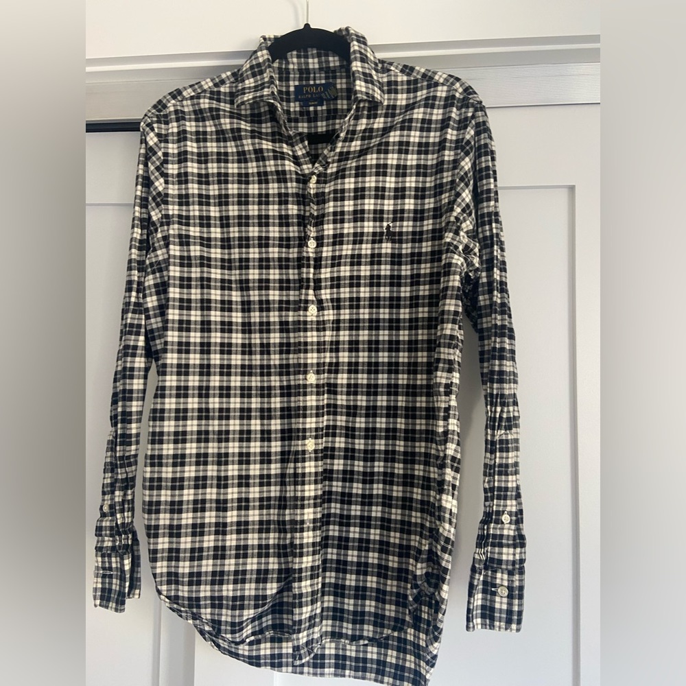 Polo by Ralph Lauren Black White Check Plaid Long Sleeve Mens Shirt Size Medium